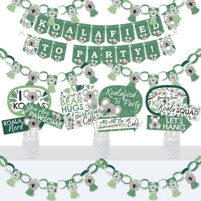 Big Dot of Happiness Koala Cutie - Banner and Photo Booth Decorations - Bear Birthday Party and Baby Shower Supplies Kit - Doterrific Bundle