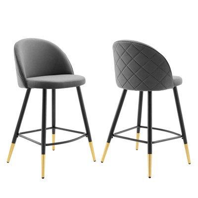 Set of 2 Cordial Performance Velvet Counter Height Barstools - Modway