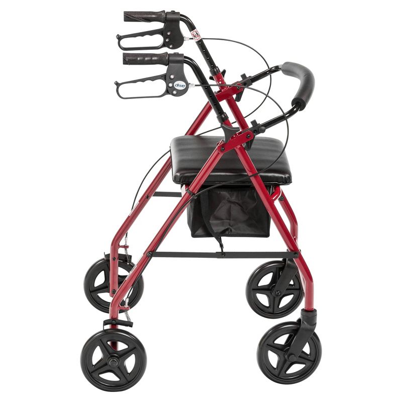 Drive Medical Aluminum Rollator with Fold Up and Removable Back Support and Padded Seat, Red, 3 of 11