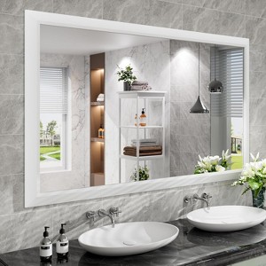 Apmir High-Strength Tempered Glass and Aluminum Alloy Framed French Cleat Mounted Wall Decor Mirror in matte black with 5-Year Warranty - 1 of 4