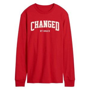 Men's - Instant Message - Changed By Grace Collegiate Long Sleeve Graphic T-Shirt - 1 of 3