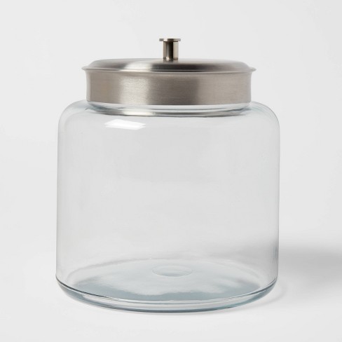 Large Glass Storage Jar With Air Tight Sealed Metal Clamp Lid Tall