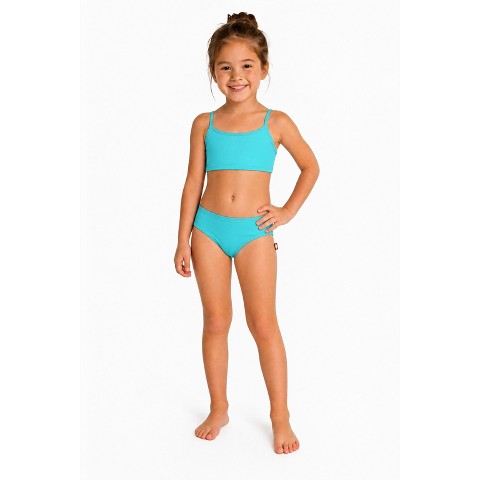 City Threads Girls UPF 50+ Bikini 2-Piece Swimsuit Set, Turquoise, 5