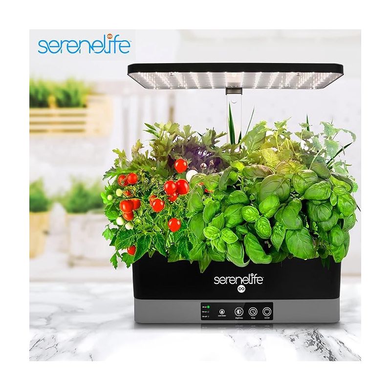 SereneLife's Hydroponic Herb Garden Kit - 6 Pods, Indoor Kit w/ Grow Light, Seed Pod System for Smart Indoor Gardening (Black, SLGLF130) - 1 Count, 2 of 8