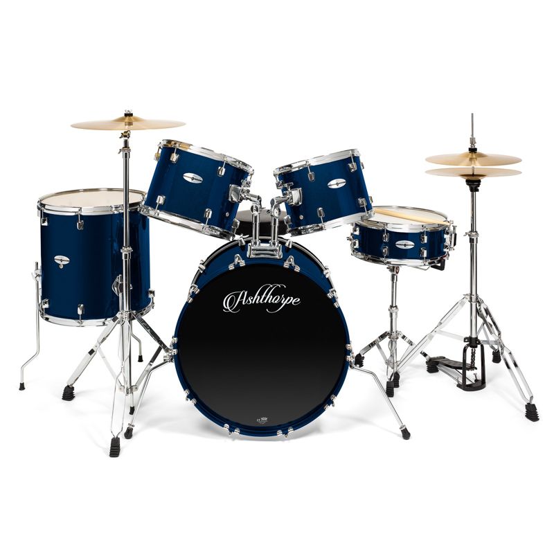 Ashthorpe 5-Piece Professional Adult Drum Set with Remo Drumheads and Premium Brass Cymbals, 2 of 8