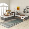 Twin Size Wood Platform Bed Frame, Triple Bed with Twin Trundle Bed, Drawers and Built-in Desk -ModernLuxe - 2 of 4