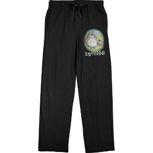 My Neighbor Totoro Big Rabbit, Mei, and Satsuki Men's Black Sleep Pants - 1 of 4