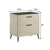Gulches Cream Corduroy Nightstand 2 Drawers, Dovetail Construction, Metal Legs Part of Mavela Collection - 2 of 4
