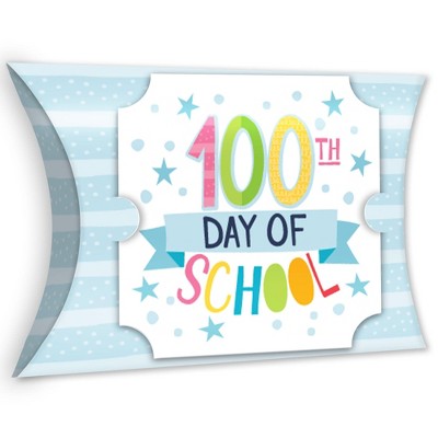 Big Dot of Happiness Happy 100th Day of School - Favor Gift Boxes - 100 Days Party Large Pillow Boxes - Set of 12