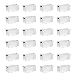 Sterilite 116 Quart Ultra Latching Storage Tote Box Container, Clear (24 Pack)