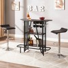 VECELO 3-Tier Bar Unit with Metal Mesh Front, Wine Storage Rack with Glasses Holder, Liquor Cabinet with Footrest Rail, Cement Gray - 2 of 4