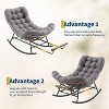 Rocking Chair with Extendable Footrest & Detachable Cushion, Large Royal Rattan Nursery Rocking Chair for Porch Lawn Bedroom Living Room - 3 of 4