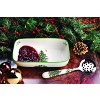 Portmeirion Botanic Garden Porcelain Cranberry Dish and Slotted Spoon, 2-Piece Set - Rhododendron Motif, Dish: 8 x 4.25 inch / Spoon: 4.25 inch - 4 of 4