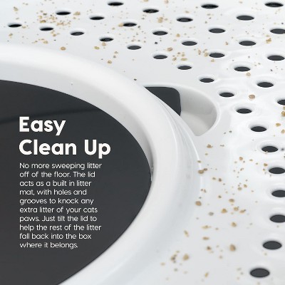 Gray and White Large Top Entry Cat Litter Box with Scoop