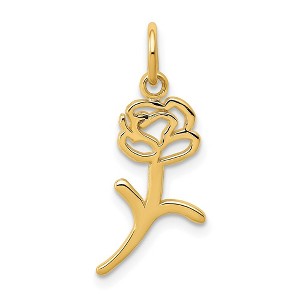 Black Bow Jewelry 14k Yellow Gold Stemmed Rose Silhouette Charm - 1 of 4