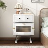 Famapy 360° Swivel Bedside Table with Drawer and Transparent Glass Cabinet Nightstand - 4 of 4