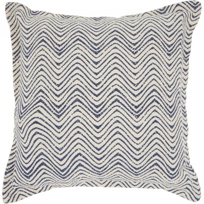 HomeRoots 20" Indigo And Ivory Waves Throw Pillow