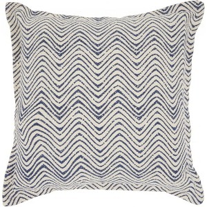 HomeRoots 20" Indigo And Ivory Waves Throw Pillow - 1 of 4