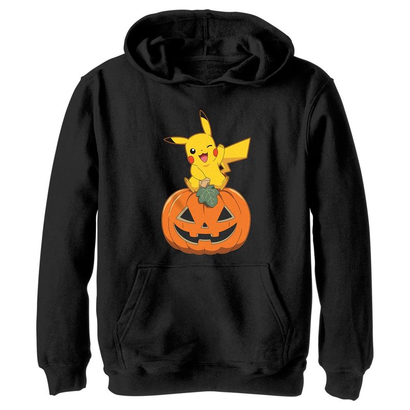 Boy's Pokemon Halloween Jack-O'-Lantern Pikachu Pull Over Hoodie, 1 of 5