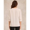 Allegra K Women's 3/4 Sleeve Ruched V Neck Casual Collar Relaxed Blouse - 3 of 4