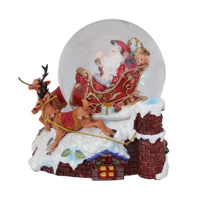 Northlight Santa Claus on Sleigh with Reindeer Musical Christmas Snow Globe - 5.5"