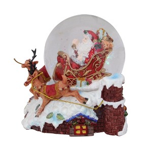 Northlight Santa Claus on Sleigh with Reindeer Musical Christmas Snow Globe - 5.5" - 1 of 3