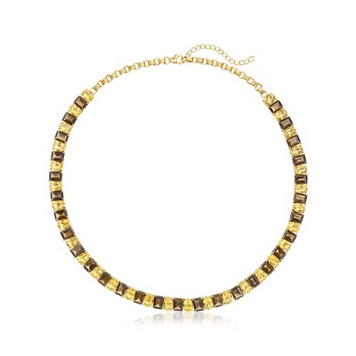 Ross-Simons 40.00 ct. t.w. Smoky Quartz and 35.00 ct. t.w. Citrine Necklace in 18kt Gold Over Sterling Size 18