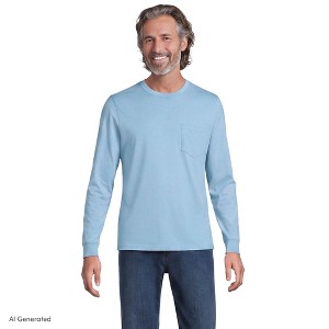 Lands' End Men's Super-T Long Sleeve T-Shirt with Pocket - Small