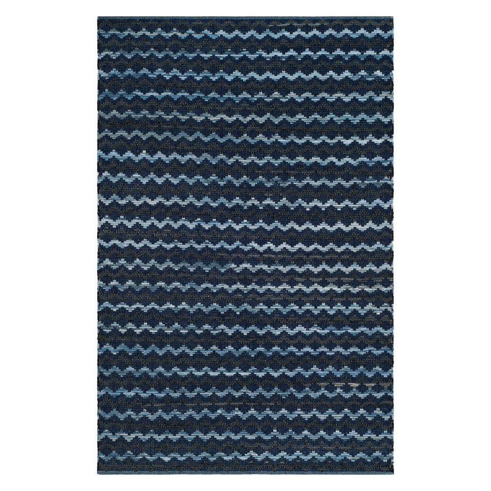 6'x9' Geometric Woven Area Rug Navy Blue/Black - Safavieh