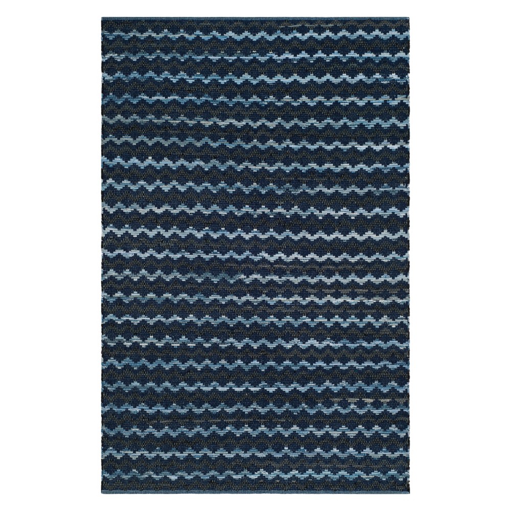 5'x8' Geometric Woven Area Rug Navy Blue/Black - Safavieh