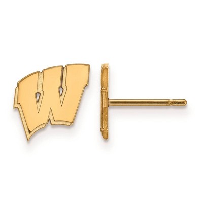 Black Bow Jewelry 14k Yellow Gold Wisconsin Badgers NCAA Post Earrings
