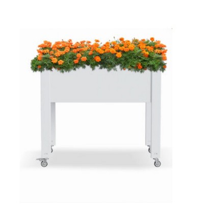 Infurnic Planters, Tall Raised Garden Bed with Wheels and Drain Holes, Portable Planter Box for Patio Balcony Backyard, White, 30.04"*17.72"*28.9"