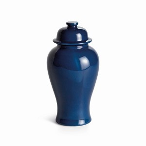 Plum & Post Koa Lidded Mini Ginger Jar - Navy Ceramic - Handcrafted - 1 of 2