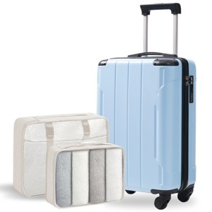 FURNIinspire Bag And Luggage Sets 20 Inch Luggage Set, Lightweight Checked Suitcase with 2 Mesh Bag Travel, Sky Blue, 8.3"*13.6"*21.5" - 1 of 4