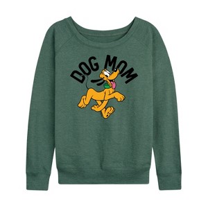 Women's - Disney - Dog Mom Pluto Lightweight French Terry Wide Neck Long Sleeve Shirt - 1 of 4