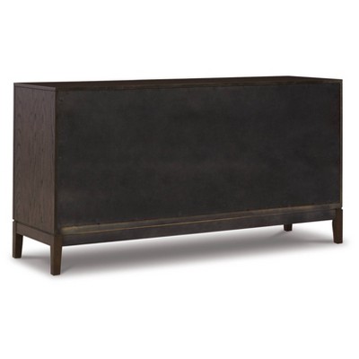Burkhaus Dark Brown Oak Dining Server with Glass Doors