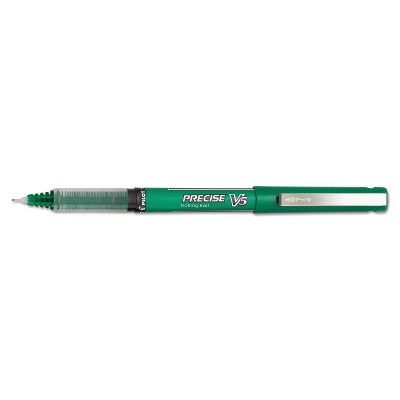 Pilot Precise V5 Roller Ball Stick Pen, Needle Point, 0.5mm Extra Fine - Green Ink (12 Per Set)