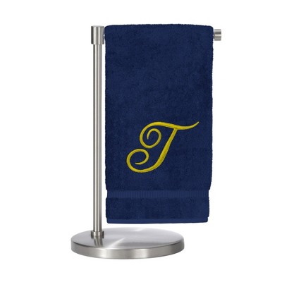 BC BARE COTTON Monogrammed Bath Towel, Personalized Gift, 27 x 54 inches - Set of 2 - Navy - Gold Script