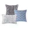 Sapphtopaz Comforter Set 6 Piece Bedding Set Watercolor Floral Print with Solid Color Back Reversible Cotton Quilt Set - 4 of 4