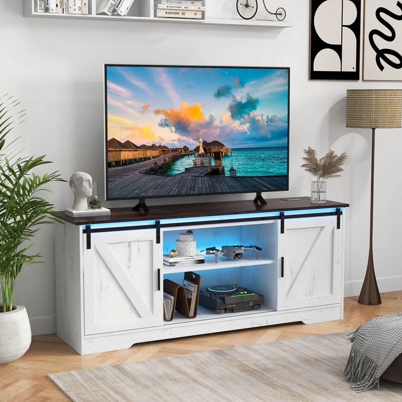 Costway TV Stand for 65” TVs with LED Lights Adjustable Brightness Human Induction, 2 of 11
