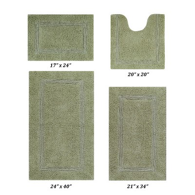 Lux Premium 100% Cotton Tufted Solid Reversible 4 PC Bath Rug Set – Ultra-Soft, Water-Absorbent, Durable, Machine Washable Bathroom Rug