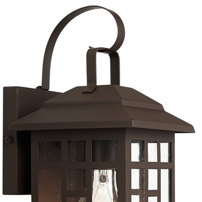 Bronze Carriage Style Outdoor Wall Lantern Set with Clear Glass