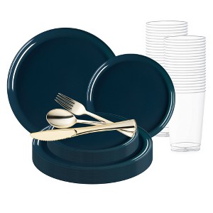 Smarty Had A Party Navy Flat Plastic Wedding Set - 30 Sets - 1 of 4