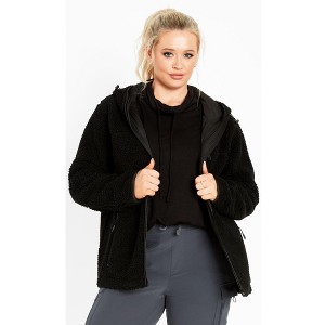 Avenue Women's Plus Size Kyla Fleece Zip Front Jacket - 1 of 4