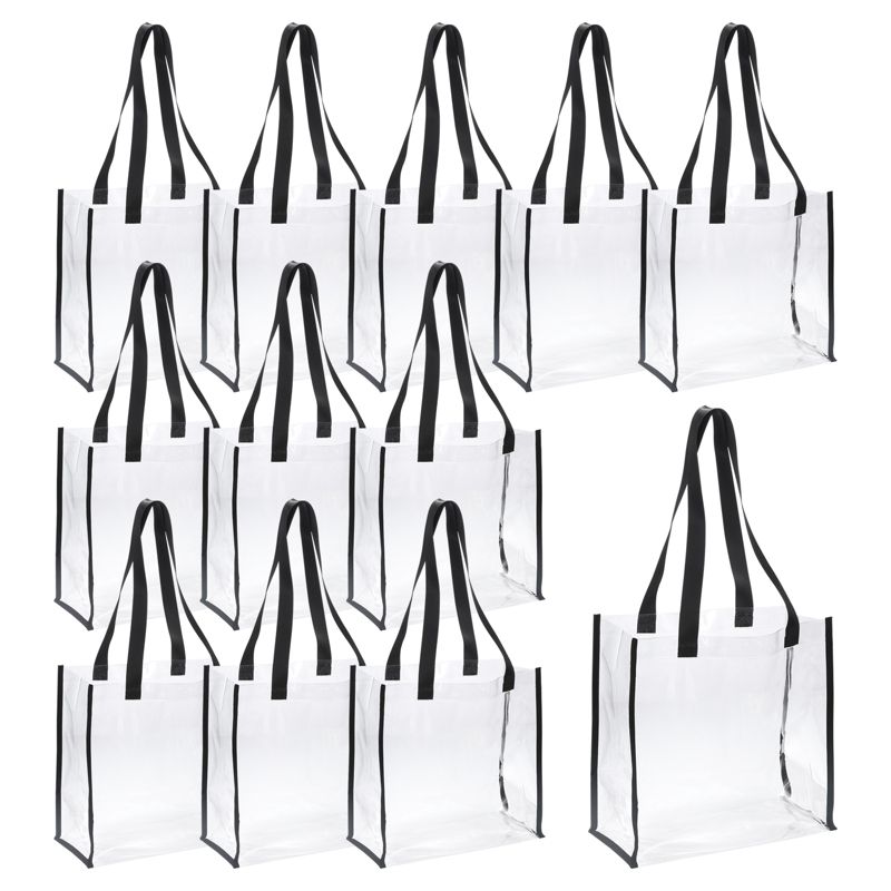 Unique Bargains PVC Transparent Plastic Reusable Handle Shopping Work Tote Bag, 1 of 6