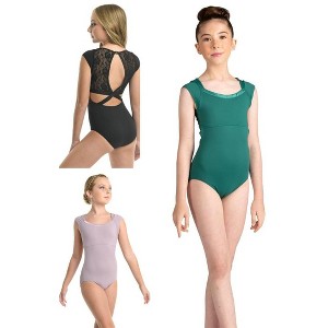 Girl's Leotard Danz N Motion Yasmin 23113C Cap Sleeve Lace and Cross Back - 1 of 4