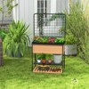 Tangkula Raised Wooden Garden Bed with Metal Trellis 59” Elevated Planter Box with Open Storage Shelves Removable Grid Divider - 3 of 4