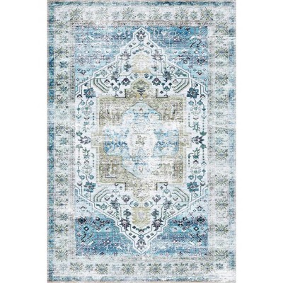 Area Rug Washable Rug Vintage Rug Kitchen Indoor Distressed Non Slip Carpet Floral Print Mat