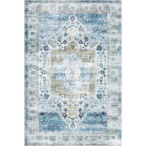 Area Rug Washable Rug Vintage Rug Kitchen Indoor Distressed Non Slip Carpet Floral Print Mat - 1 of 1