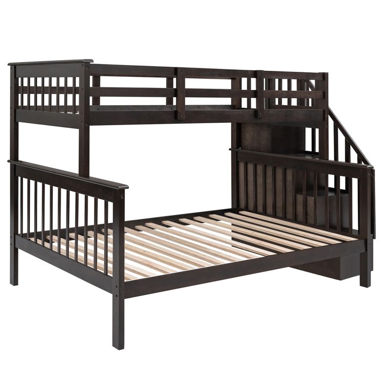 Twin-Over-Full Bunk Bed with Storage Stairs and Guard Rail - ModernLuxe, 4 of 11